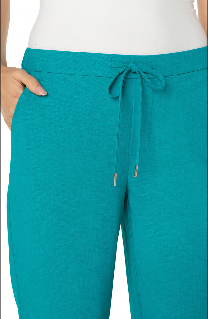 Pull-On Wide Leg Crop Trouser | Lake Blue